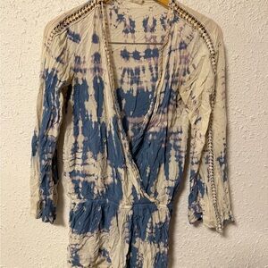 Surf Gypsy Cream and Blue Tie-Dye Romper